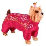 Дождевик-комбинезон для собак DEZZIE Йоркширский Терьер с красными цветами
